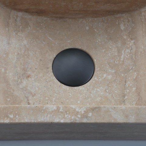 FugaFlow Efficiente Pietra Ensemble de lave-mains - 40x22x10cm - trou de robinet à droite - robinet de lave-mains gunmetal brossé PVD - bonde - siphon abaissé - pierre naturelle mouchetée SW1448150