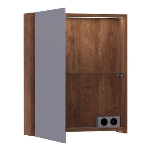BRAUER Impress Deluxe spiegelkast – 59x70x15 cm – directe LED – linksdraaiende – Forest Cacao SW371830