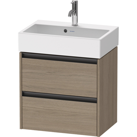 Duravit Ketho.2 Wastafelonderbouwkast - met 2 laden - 58.4x39x54.9cm - met grepen antracieteiken - mat eiken terra (hout) SW773036
