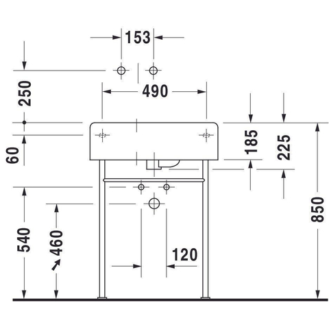 Duravit Scola Wastafel - 61.5x46cm - zonder kraangat - met overloop - glans wit 0304115
