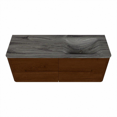Mondiaz CIRO-DLUX Ensemble de meubles de salle de bains - 130x45x50cm - Vasque en solid surface Sombra - 1 bassin à droite - 1 trou de robinet - 4 tiroirs - Ruby SW1531988