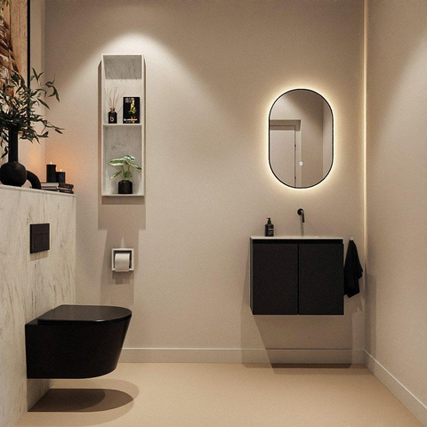 MONDIAZ TURE-DLUX meuble WC 60 cm Urban. EDEN vasque Opalo position droite. Sans trou de robinet. SW1104163