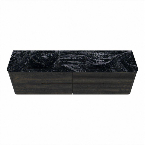 Mondiaz CIRO-DLUX Ensemble de meubles de salle de bains - 180x45x50cm - lavabo Solid surface Lava - 2 bassins Double - sans trous de robinet - 4 tiroirs - Shadow SW1532501