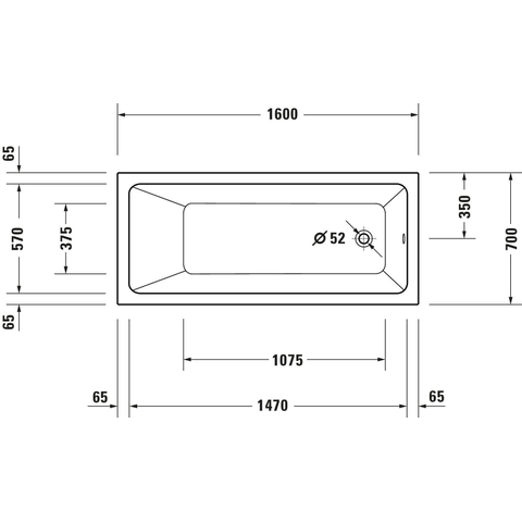 Duravit No.1 Inbouwbad - 160x70cm acryl - glans wit SW723794