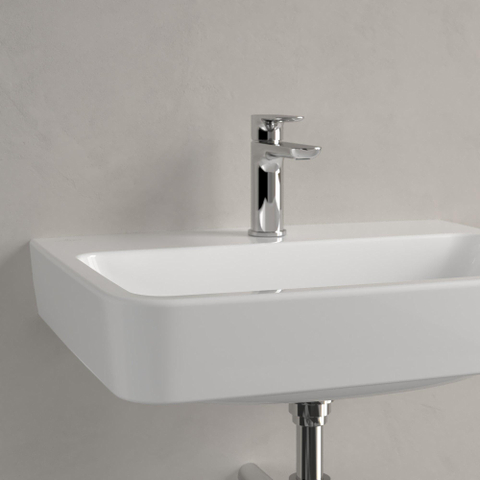 Villeroy & Boch O.novo wastafel - 60x46cm - met kraangat - zonder overloop CeramicPlus - geslepen - White Alpine (glans wit) SW448444
