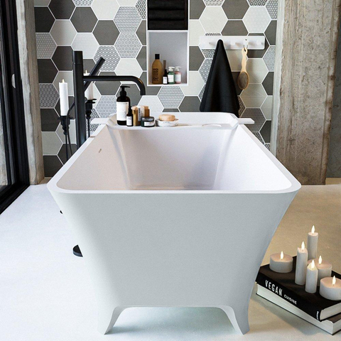 MONDIAZ LUNDY Baignoire îlot - 170x75cm - Argile/talc SW491578