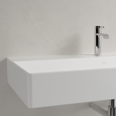 Villeroy & Boch memento 2.0 wastafel - voor handdoekhouders - 100x47cm - zonder overloop - 1 kraangat CeramicPlus - White Alpine (glans wit) SW358460