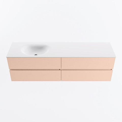 MONDIAZ Vica Ensemble meuble de salle de bains - 170cm - meuble bas rosee - 4 tiroirs - lavabo moon gauche - sans trous de robinet - version haute 60cm - talc SW1080427