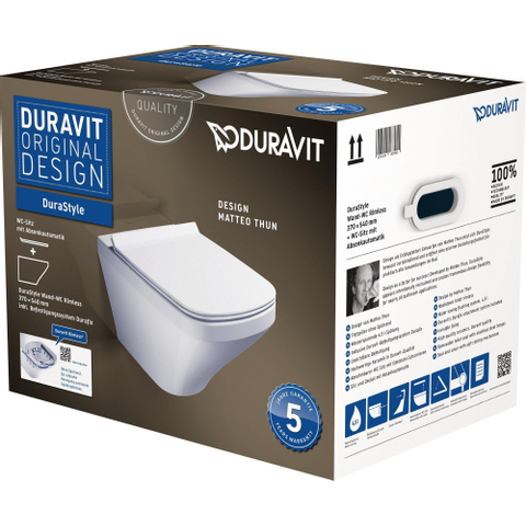 Duravit DuraStyle WC suspendu – Rimless – fixation invisible – profondeur 54 cm – avec abattant softclose – blanc brillant SW85523