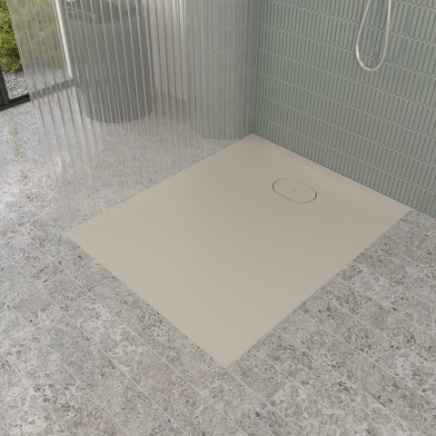 Villeroy & Boch Ecora douchebak - 100x80x3.5cm - afvoer korte zijde - almond (beige) SW1558917