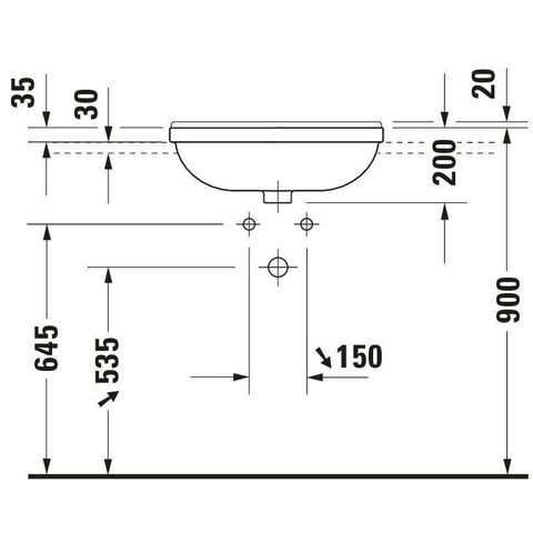 Duravit Starck 3 Philippe Starck - 3 halfinbouw wastafel - 55x46cm - wit 0316415