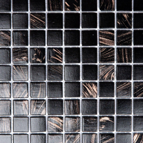 The Mosaic Factory Amsterdam mozaïektegel - 32.2x32.2cm - wand en vloertegel - Vierkant - Glas Black / Gold mix Mat SW62129