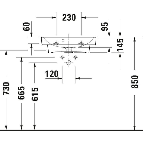 Duravit No.1 - No.1 - wastafel - 500mm - met overloop - 1 kraangat midden - hoogglans wit SW723751