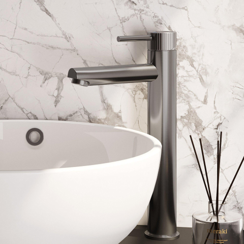 BRAUER Stripe Mitigeur lavabo surélevé en applique - modèle A - couleur inox brossé PVD SW1435023