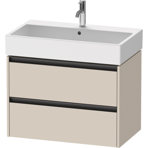 Duravit Ketho.2 Wastafelonderbouwkast - met 2 laden - 78.4x46x54.9cm - met grepen antraciet - taupe supermat SW772540