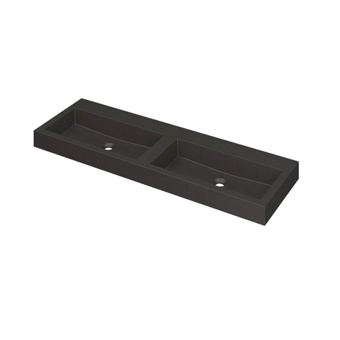 Ink Momento lavabo - 140x45x9cm - double vasque - sans trou de robinet - quartz noir mat SW68646