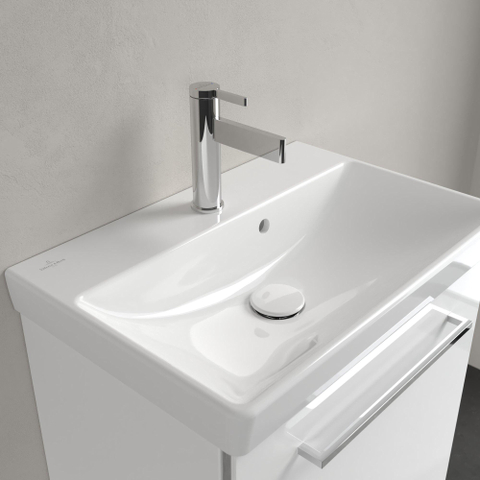 Villeroy & Boch Avento wastafel - compact - 55x37cm - met kraangat - met overloop ceramic plus - White Alpine (glans wit) SW59858