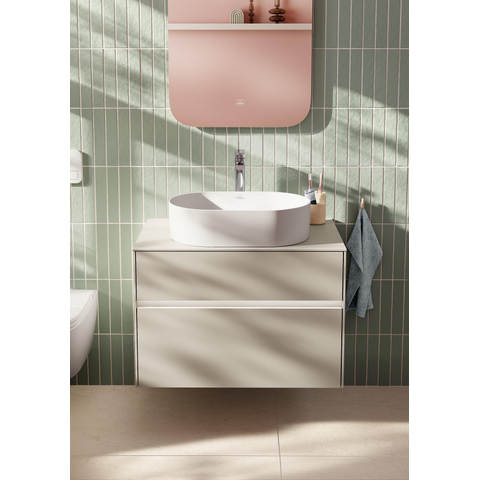 Villeroy & Boch Collaro vasque à poser - ovale 56x36cm - sans trop-plein sans trou de robinet ceramic+ stone white SW336076