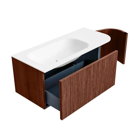 Mondiaz KURVE Ensemble de meuble de salle de bains - 105x46x40cm - 1 tiroir - 1 porte - vasque solid surface - gauche - 1 trou de robinet - Ruby SW1415603