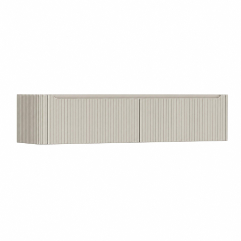 H&R Badmeubelen Juice Wastafelonderkast - 180x45x40cm - linkerhoek afgerond - 3D-front - 2 lades - geïntegreerde greep - beige mat SW1260481