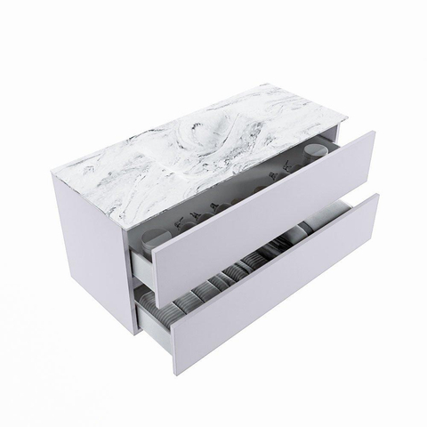 MONDIAZ VICA-DLUX Ensemble meuble de salle de bains - 110cm - meuble bas cale - 2 tiroirs - lavabo encastré cloud centré - sans trous de robinet - version haute 60cm - glace SW1088295