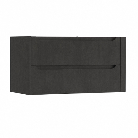 H&R Meubles de salle de bains Juice Meuble sous lavabo - 100x45x50cm - angle droit arrondi - 2 tiroirs - poignée intégrée - basalte SW1489249
