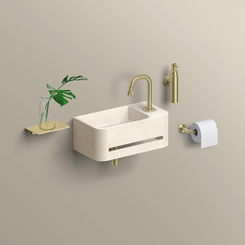 Clou InBe 9 fontein 43cm met handdoekhouder beige microrazzo SW1442012