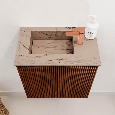 Mondiaz JOYA-DLUX 40cm toiletmeubel - kleur Ruby - Wastafel FAYE positie Links 1 kraangat kleur Arena. SW1425243