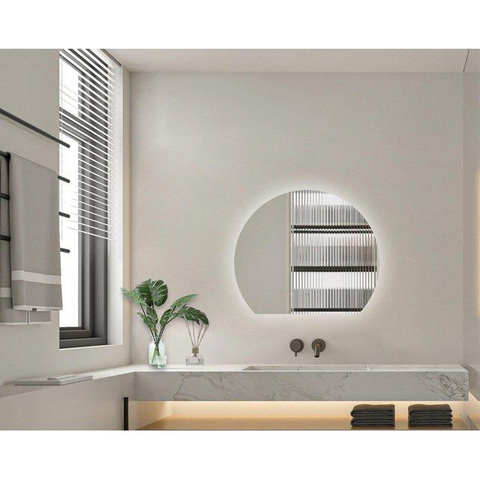 Saniclass Aura miroir – demi-rond – 60 x 51,2 cm – LED indirecte tout autour – chauffage de miroir, à intensité variable SW1152325