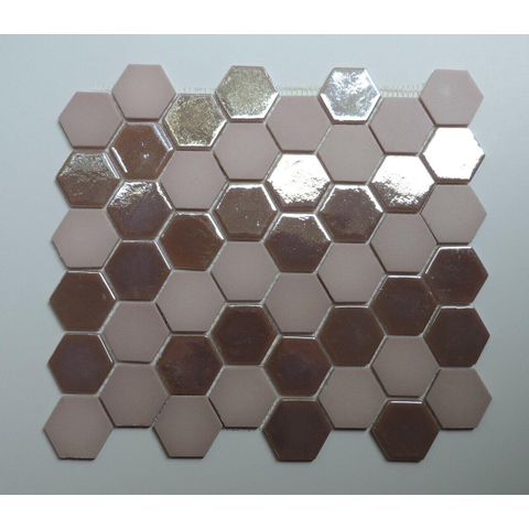 The Mosaic Factory Valencia mozaïektegel - 27.6x32.9cm - wandtegel - Zeshoek/Hexagon - Gerecycled glas Pink mat/glans SW374588