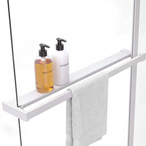 Fortifura Galeria handdoekrek voor inloopdouche - wandmontage / klemt op het glas - 140cm - inkortbaar - mat wit SW1579865