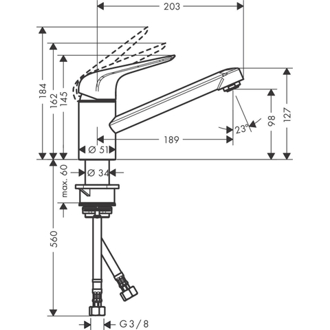 Hansgrohe Focus m42 1 greeps keukenmengkraan - 100 - coolstart - hoogglans chroom SW529013
