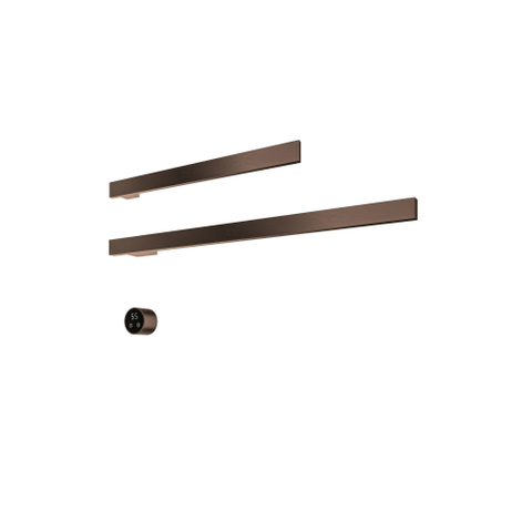 Hotbath &MORE Handdoekradiator - 80x38cm - vierkant - 2 stangen 80cm en 50cm - horizontaal - met schakelaar - tuscan bronze (brons) SW1245722