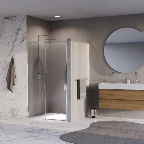 BRAUER Galactic Nisdeur - 120x200 - 2-delig schuif - helder glas - omkeerbaar - incl. glascoating - chroom SW1580892