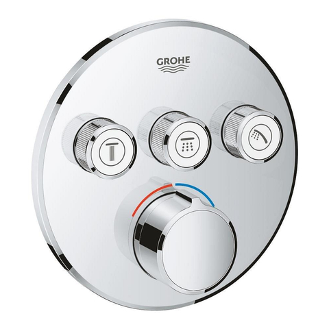 Grohe SmartControl Mitigeur thermostatique encastré - 4 boutons - rond - chromé SW104935