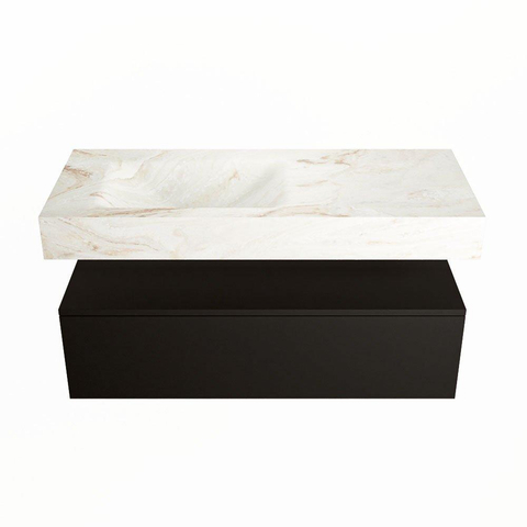 Mondiaz ALAN-DLUX Ensemble de meuble - 110cm - meuble Urban mat - 1 tiroir - Lavabo Cloud Frappe suspendu - vasque Gauche - 1 trou de robinet SW804732
