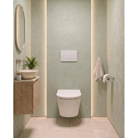 QeramiQ Dely Toiletset - 36.3x51.7cm - Geberit UP720 inbouwreservoir - rimless - diepspoel - 35mm zitting - softclose - bedieningsplaat mat wit - rechthoekige knoppen - glans wit SW1428162