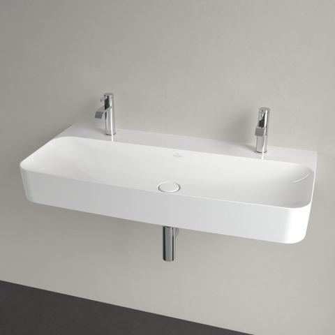 Villeroy & Boch finion wastafel - met 2 kraangaten - 100x47cm CeramicPlus - zonder overloop - White Alpine (glans wit) SW106490