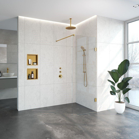 BRAUER Créer Douche à l'italienne - 80x200cm - sans profil - anti-calcaire - verre de sécurité 8mm - Or brossé SW638647