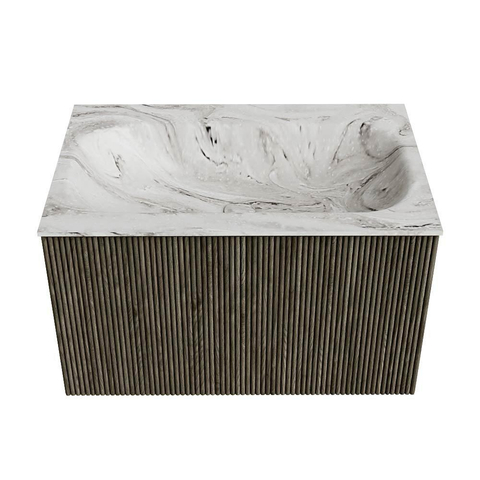 Mondiaz KURVE-DLUX Ensemble de meubles de salle de bains - 70x46x40cm - 1 tiroir - lavabo solid surface - central - 1 trou de robinet - Shadow SW1414549