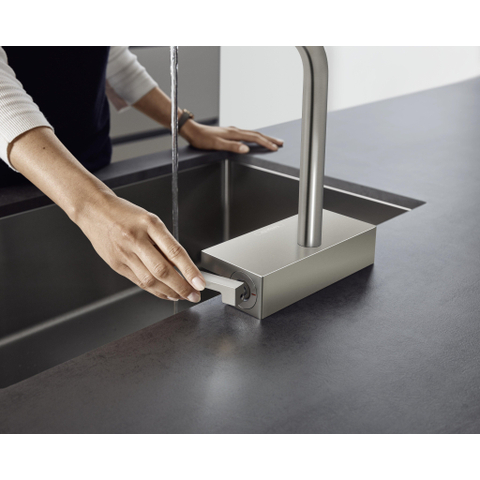 Hansgrohe Aquno select m81 1 greeps keukenkraan - 250 uittrekbare uitloop - 2jet - rvs look SW541629