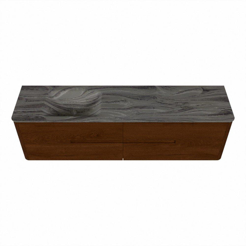 Mondiaz CIRO-DLUX Badkamermeubelset - 180x45x50cm - Solid surface wastafel Sombra - 1 wasbak Links - zonder kraangaten - 4 lades - Ruby SW1531985