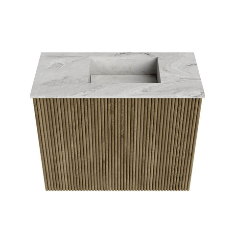 Mondiaz JOYA-DLUX Meuble de toilette 50cm - couleur Dusk - Vasque FAYE position Droite 1 trou de robinet couleur Glace. SW1423144
