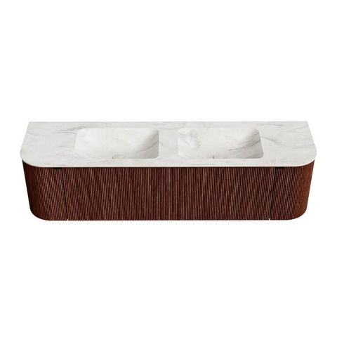 Mondiaz KURVE-DLUX Badkamermeubelset - 170x46x40cm - 1 lade - 2 deuren - wastafel solid surface - dubbel - zonder kraangat - Ruby SW1415922