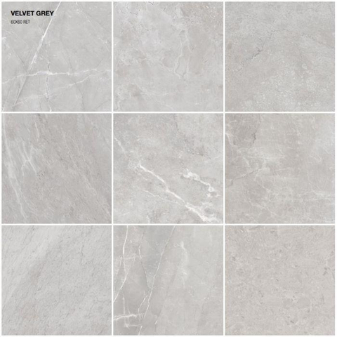 Terravito Covano carrelage sol et mur - 60x60cm - 10mm - rectifié - R9 - effet marbre - grey mat (gris) SW405480