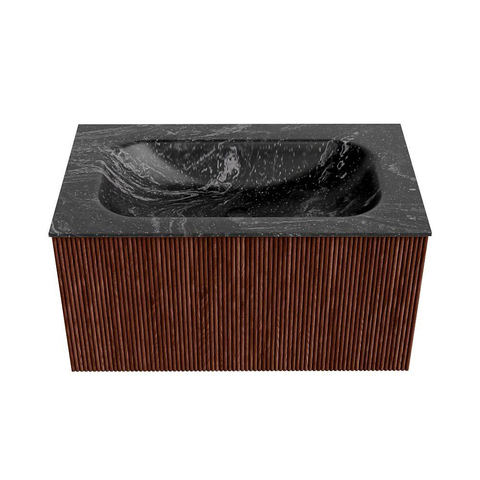 Mondiaz KURVE-DLUX Ensemble de meuble de salle de bains - 80x46x40cm - 1 tiroir - lavabo solid surface - central - 1 trou de robinet - Ruby SW1416085