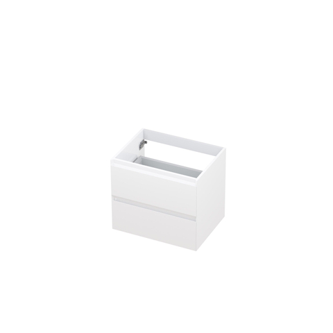 INK Wastafelonderkast - 60x45x52cm - 2 lades - greeploos - MDF lak - Hoogglans wit SB1240402