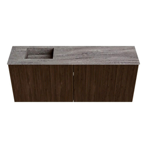 Mondiaz JOYA-DLUX 100cm toiletmeubel - kleur Walnut - Wastafel FAYE positie Links Zonder kraangat kleur Oza. SW1424569