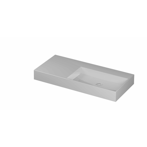 Ink United wastafel - 100x45x11cm - wasbak rechts - zonder kraangat - glans wit SW956095