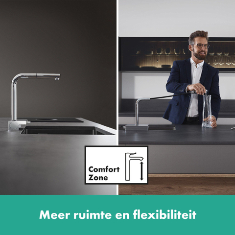 Hansgrohe Aquno Select M81 - 1 greeps keukenkraan - 250 uitrekb. uitloop - 2jet - sbox - hoogglans chroom SW971383
